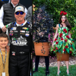 Kyle Busch Family (L) and their Halloween Outfit (R).