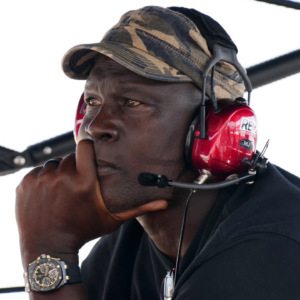 23XI Team co-owner Michael Jordan sits atop of the pitbox during the 4EVER 400 presented by Mobil 1 at Homestead-Miami Speedway.