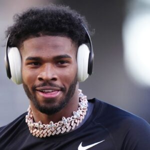 Colorado Buffaloes quarterback Shedeur Sanders (2) before the game against the Utah Utes at Folsom Field.