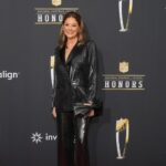 Randi Mahomes on the red carpet before the NFL Honors show at Resorts World Theatre.