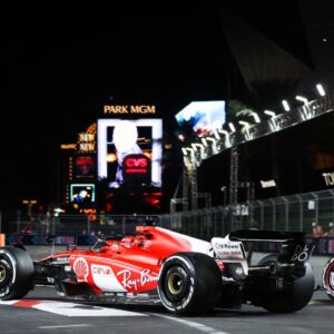 16 LECLERC Charles (mco), Scuderia Ferrari SF-23, action during the 2023 Formula 1 Heineken Silver Las Vegas Grand Prix, 21th round of the 2023 Formula One World Championship