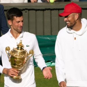Novak Djokovic (L) and Nick Kyrgios (R)