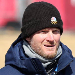 NASCAR former driver Dale Earnhardt, Jr. speaks with bobsled athletes visits the Alpensia Sliding Centre during the Pyeongchang 2018 Olympic Winter Games.