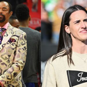 Clyde Frazier (L) and Caitlin Clark (R)