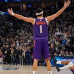 Minnesota Timberwolves forward Julius Randle (30) hits a game-winning three-pointer against the Phoenix Suns as time expires in the fourth quarter at Target Center.