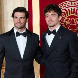 Carlos Sainz Jr. and Charles Leclerc pictured attending the Gladiator II film premiere, held at the Odeon Luxe Leicester Square London, UK