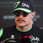 Valtteri Bottas of Stake F1 Team poses with the Sauber C44 during the Formula 1 Grand Prix of Brazil at Autodromo Jose Carlos Pace in Sao Paulo, Brazil
