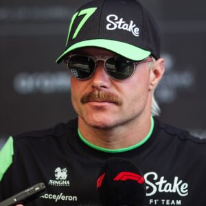 Valtteri Bottas of Stake F1 Team poses with the Sauber C44 during the Formula 1 Grand Prix of Brazil at Autodromo Jose Carlos Pace in Sao Paulo, Brazil