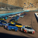 NASCAR Cup Series driver Kyle Larson (5) races alongside William Byron (24) during the NASCAR Cup Series Championship race at Phoenix Raceway.