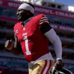 San Francisco 49ers wide receiver Deebo Samuel Sr. (1) jogs towards the locker room before the start of the game against the Kansas City Chiefs at Levi's Stadium.
