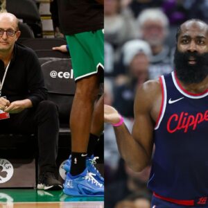 Jeff Van Gundy(R) and James Harden(L)