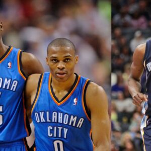 Kevin Durant and Russell Westbrook (L), Tony Allen (R).