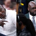 Hakeem Olajuwon (L) and Shaquille O'Neal (R)