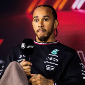 Mercedes AMG Petronas Motorsport driver Lewis Hamilton (44) of Team Great Britain takes second place in the Las Vegas Grand Prix. Lewis talks to the press about the 2024 season and his future in 2025