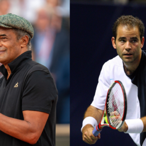 Yannick Noah (L) and Pete Sampras (R)
