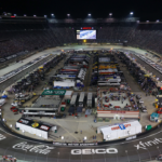 General view of the track during the NASCAR Cup Series race at Bristol Motor Speedway.
