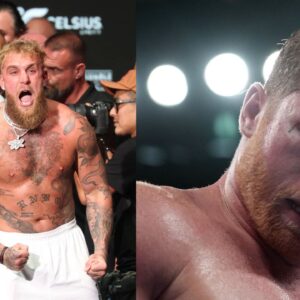 Jake Paul (L), Canelo Alvarez (R)
