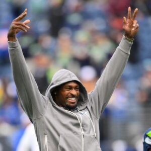 Seattle Seahawks wide receiver DK Metcalf (14) during warmups before the game against the Los Angeles Rams at Lumen Field.