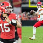 Carson Beck (L) and Patrick Mahomes (R).