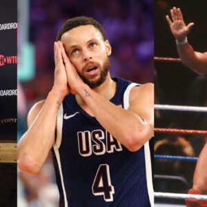 Paul Pierce (L), Stephen Curry (C), Hulk Hogan (R).