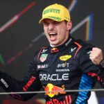 F1 Grand Prix of Brazil Max Verstappen of Red Bull Racing RB20 celebrates his victory on the podium during the Formula 1 Grand Prix of Brazil at Autodromo Jose Carlos Pace in Sao Paulo