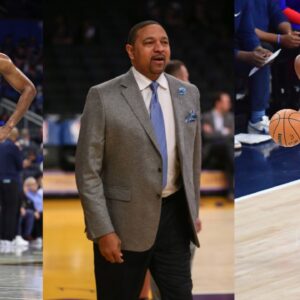 Joel Embiid (L), Mark Jackson (C), Tyrese Maxey (R)