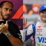 Lewis Hamilton (L) and Yuki Tsunoda (R)