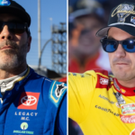 (L-R) NASCAR Cup Series drivers Jimmie Johnson and Joey Logano.