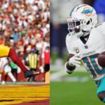 Brian Robinson Jr. (L) and Tyreek Hill (R).