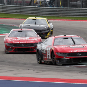 NASCAR Cup Series driver Chase Briscoe (14) leads driver Josh Berry (4) and driver Justin Haley (51) during the EchoPark Automotive Grand Prix at Circuit of the Americas.
