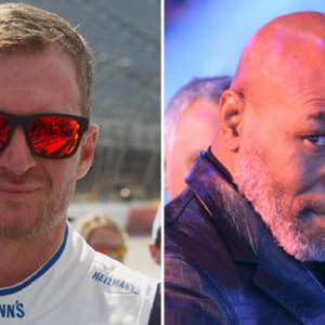 (L-R) Former NASCAR Cup Series driver Dale Earnhardt Jr. and Boxing Hall of Famer Mike Tyson