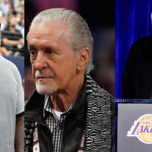 Shaquille O'Neal (L), Pat Riley (C), Phil Jackson (R)
