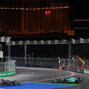 77 Valtteri Bottas (FIN, Alfa Romeo F1 Team Stake), 14 Fernando Alonso (ESP, Aston Martin Aramco Cognizant F1 Team), F1 Grand Prix of Las Vegas at Las Vegas Strip Circuit on November 19, 2023 in Las Vegas, United States of America