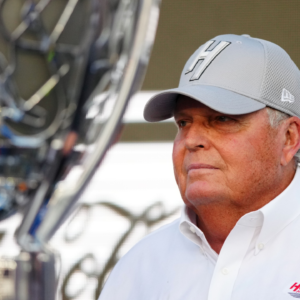 Rick Hendrick owner of Hendricks Motorsports seen in victory lane as NASCAR Cup Series driver Kyle Larson (5) celebrates winning the NASCAR Cup Series Championship at Phoenix Raceway.