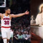 Stephen Curry (L) and “The Supper at Emmaus” (R)