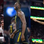 Kendrick Perkins (L), Draymond Green (C), Zach Edey (R)