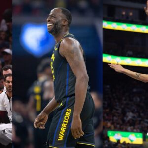 Kendrick Perkins (L), Draymond Green (C), Zach Edey (R)