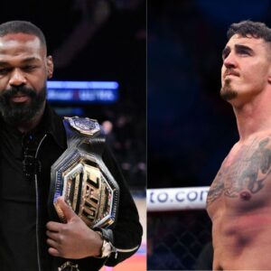 Jon Jones (L), Tom Aspinall (R)