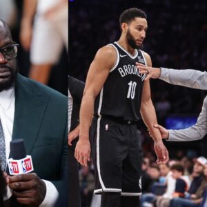 Shaquille O'Neal (L) and Tyrese Maxey (R)