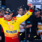 NASCAR Cup Series driver Joey Logano (22) celebrates after winning the 2024 NASCAR Cup Series championship and the NASCAR Cup Series Championship race at Phoenix Raceway.