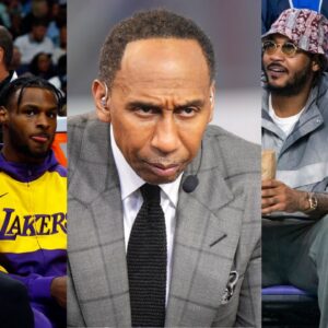 LeBron James, Bronny James, Stephen A. Smith, Kiyan Anthony and Carmelo Anthony