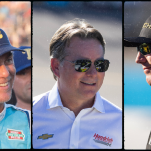 Kevin Harvick, Jeff Gordon and Kyle Busch.