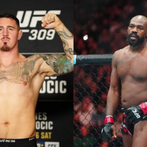 Tom Aspinall (L), Jon Jones (R)