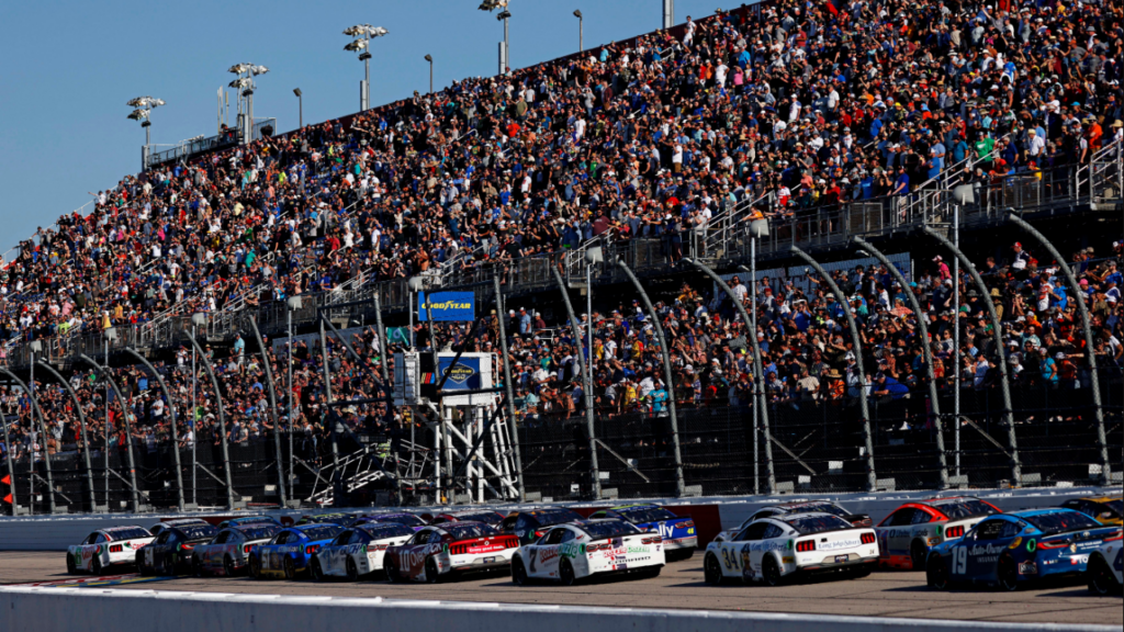 NASCAR Cup Series driver Brad Keselowski (6) and NASCAR Cup Series driver Tyler Reddick (45) lead a restart during the Goodyear 400 at Darlington Raceway.