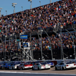 NASCAR Cup Series driver Brad Keselowski (6) and NASCAR Cup Series driver Tyler Reddick (45) lead a restart during the Goodyear 400 at Darlington Raceway.