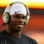 Colorado Buffaloes wide receiver Travis Hunter (12) reacts before the game against the Cincinnati Bearcats at Folsom Field.
