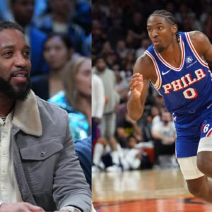 Tracy McGrady (L) and Tyrese Maxey (R)