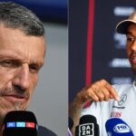 Guenther Steiner(L), Lewis Hamilton(R)