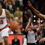 Donovan Mitchell in College (L) and in the NBA (R)