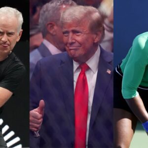 John McEnroe (L), Donald Trump (C) and Serena Williams (R)